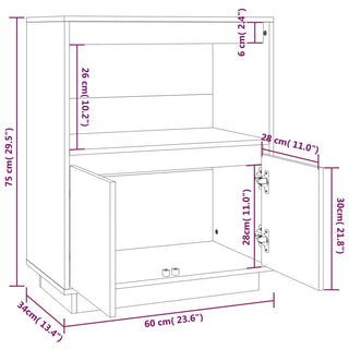 Dressoir 60X34X75 Cm Massief Grenenhout