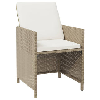 9-Delige Tuinset Met Kussens Poly Rattan Beige En Bruin