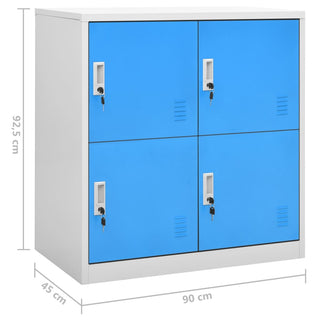 Lockerkasten 90X45X9,5 Cm Staal Lichtgrijs En Blauw