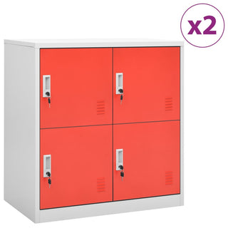 Lockerkasten 90X45X9,5 Cm Staal Lichtgrijs En Rood