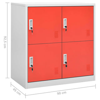 Lockerkasten 90X45X9,5 Cm Staal Lichtgrijs En Rood