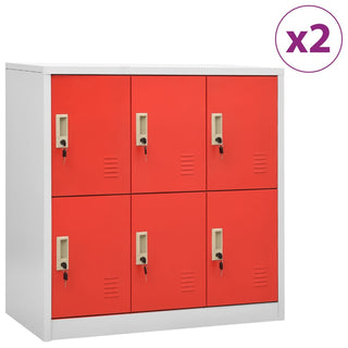 Lockerkasten 90X45X9,5 Cm Staal Lichtgrijs En Rood