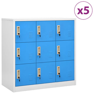 Lockerkasten 90X45X9,5 Cm Staal Lichtgrijs En Blauw