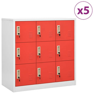 Lockerkasten 90X45X9,5 Cm Staal Lichtgrijs En Rood