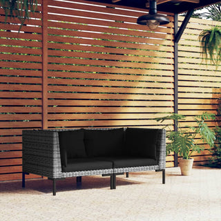 Tuinbanken 2 St Met Kussens Halfrond Poly Rattan