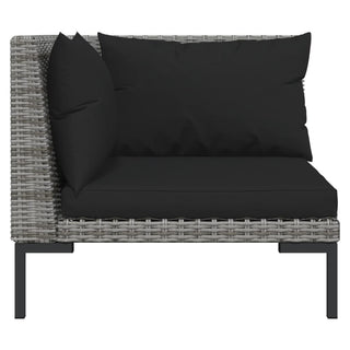 3-Delige Loungeset Halfrond Poly Rattan Donkergrijs