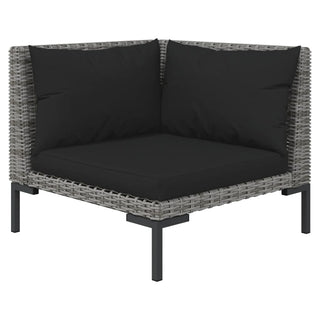 3-Delige Loungeset Halfrond Poly Rattan Donkergrijs