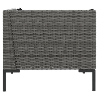 3-Delige Loungeset Halfrond Poly Rattan Donkergrijs