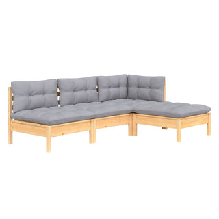 Loungeset Met Grijze Kussens Grenenhout