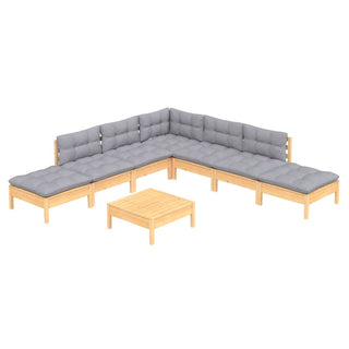 Loungeset Met Grijze Kussens Grenenhout