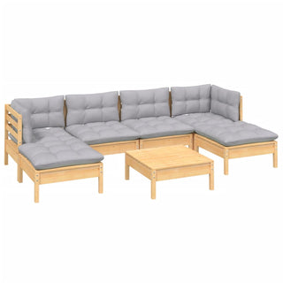 Loungeset Met Grijze Kussens Grenenhout