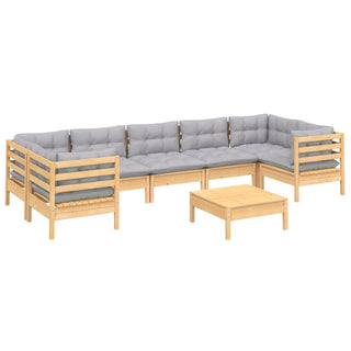 Loungeset Met Grijze Kussens Grenenhout