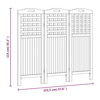 Kamerscherm Met 3 Panelen 2,5X2X5 Cm Massief Acaciahout