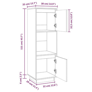 Hoge Kast 38X35X7 Cm Massief Grenenhout