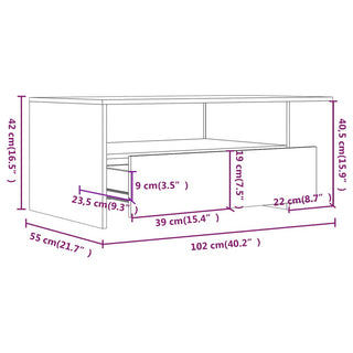 Salontafel 102X50X42 Cm Bewerkt Hout Zwart