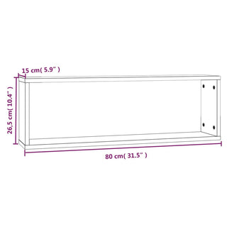 Wandschappen Kubus 80X15X6,5 Cm Bewerkt Hout Bruineiken