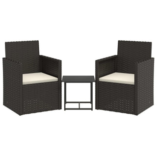 3-Delige Loungeset Met Kussens Poly Rattan Zwart