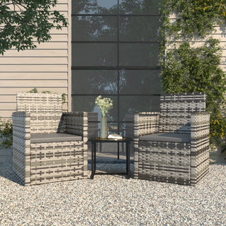 3-Delige Loungeset Met Kussens Poly Rattan Grijs