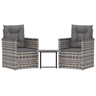 3-Delige Loungeset Met Kussens Poly Rattan