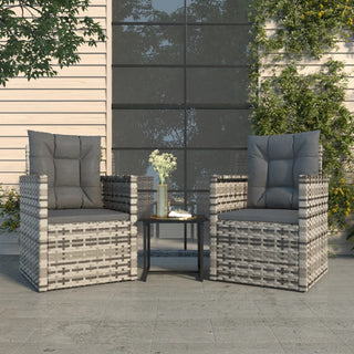 3-Delige Loungeset Met Kussens Poly Rattan