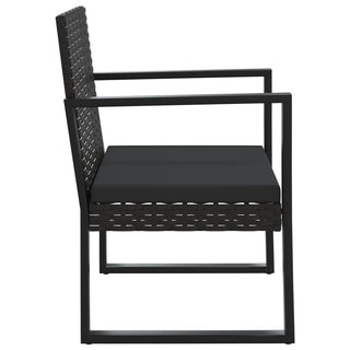 3-Delige Loungeset Met Kussens Poly Rattan Zwart