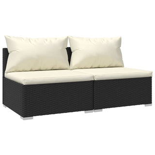 2-Delige Loungeset Met Kussens Poly Rattan