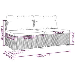 2-Delige Loungeset Met Kussens Poly Rattan