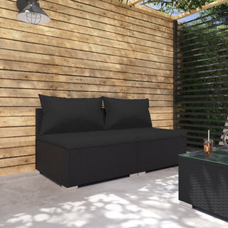 2-Delige Loungeset Met Kussens Poly Rattan