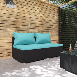 2-Delige Loungeset Met Kussens Poly Rattan