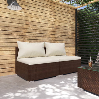 2-Delige Loungeset Met Kussens Poly Rattan