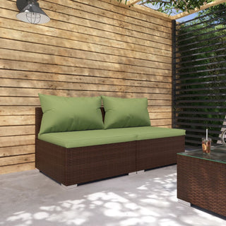 2-Delige Loungeset Met Kussens Poly Rattan