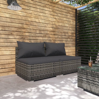 2-Delige Loungeset Met Kussens Poly Rattan