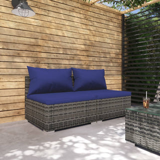 2-Delige Loungeset Met Kussens Poly Rattan