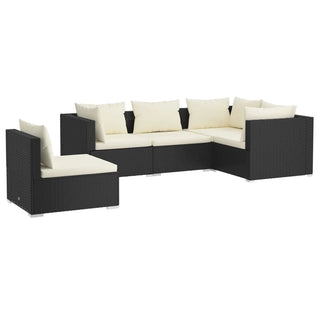 5-Delige Loungeset Met Kussens Poly Rattan