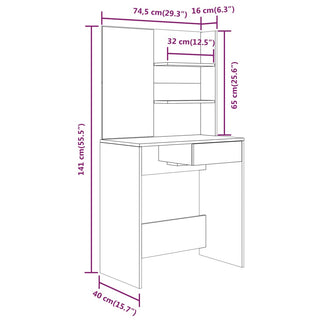 Kaptafel Met Spiegel 74,5X40X141 Cm