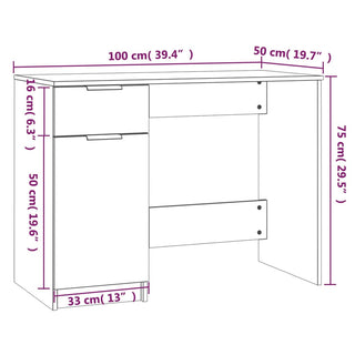 Bureau 100X50X75 Cm Bewerkt Hout