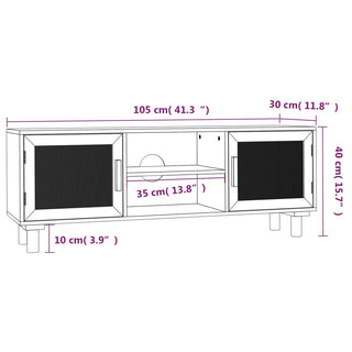 Tv-Meubel 105X30X40 Cm Massief Grenenhout En Rattan