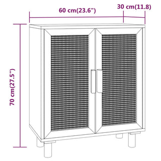 Dressoir 60X30X70 Cm Massief Grenenhout En Rattan