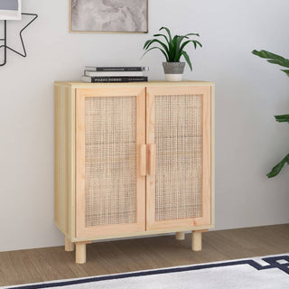 Dressoir 60X30X70 Cm Massief Grenenhout En Rattan