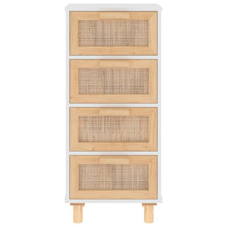 Dressoir 40X30X90 Cm Massief Grenenhout En Rattan