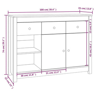 Dressoir 00X35X74 Cm Massief Grenenhout