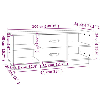 Tv-Meubel 100X34X40 Cm Massief Grenenhout