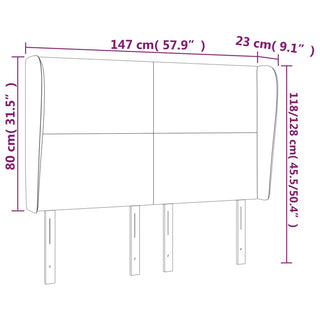 Hoofdbord Met Randen 147X23X118/128 Cm Stof Donkerbruin