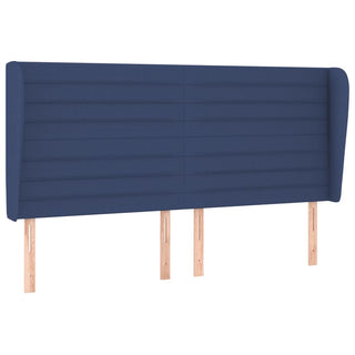 Hoofdbord Met Randen 183X23X118/128 Cm Stof Blauw Blauw