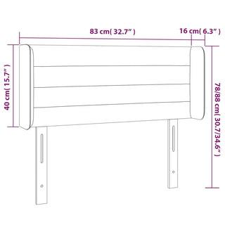 Hoofdbord Met Randen 83X16X78/88 Cm Fluweel Lichtgrijs