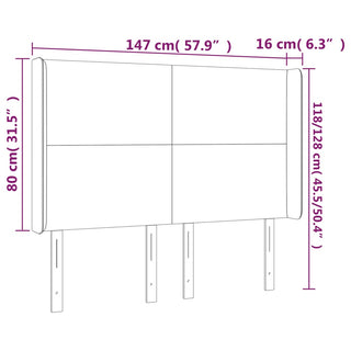 Hoofdbord Met Randen 147X16X118/128 Cm Stof Donkerbruin