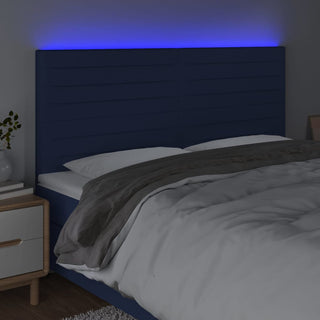 Hoofdbord Led 180X5X118/128 Cm Stof Blauw Blauw