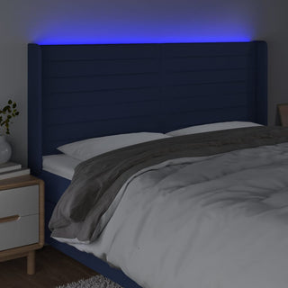 Hoofdbord Led 183X16X118/128 Cm Stof Blauw Blauw