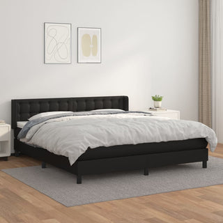 Boxspring Met Matras Kunstleer Zwart