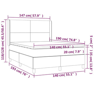 Boxspring Met Matras En Led Stof Donkerbruin 140X190 Cm